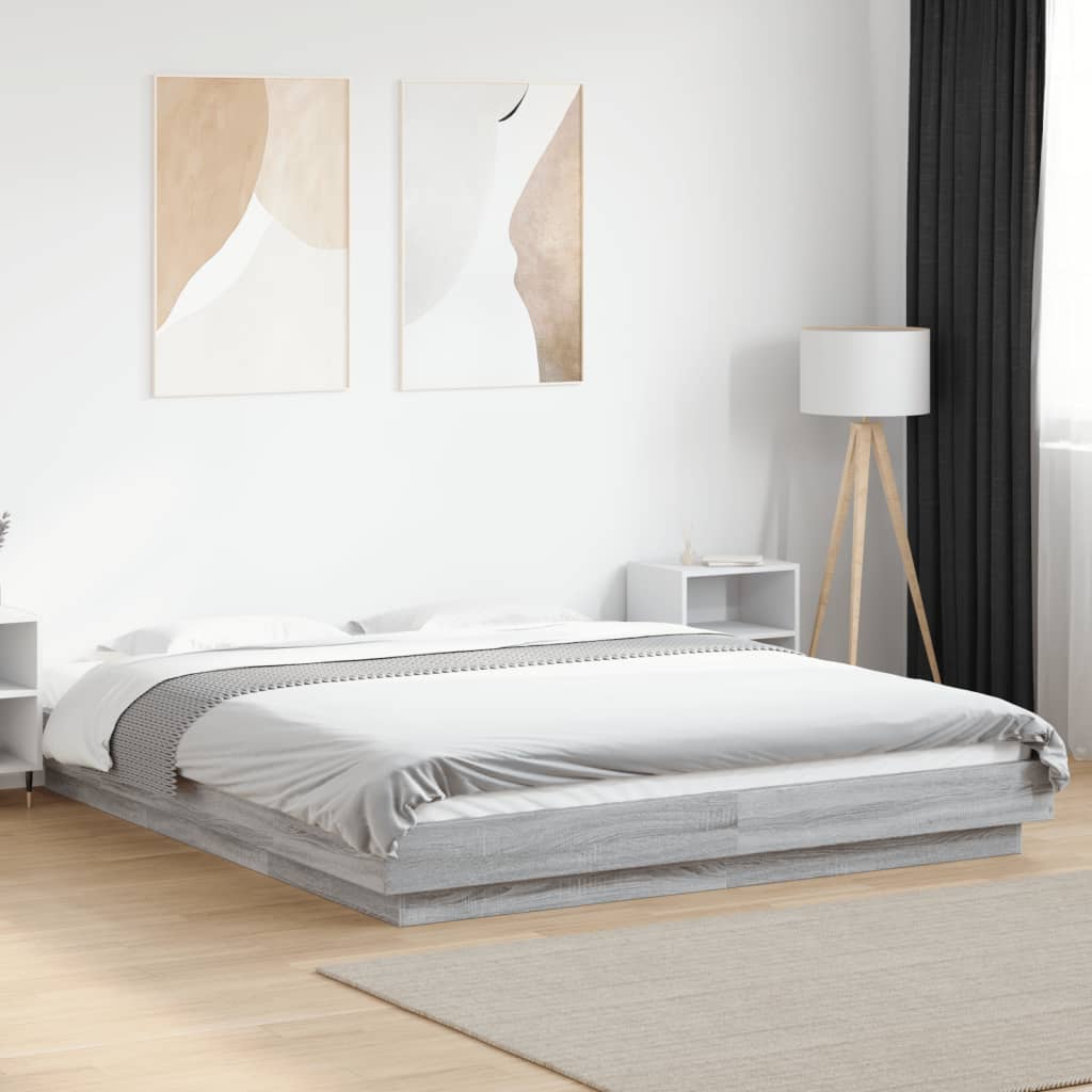 Giroletto Luci LED Grigio Sonoma 150x200 cm Legno Multistrato