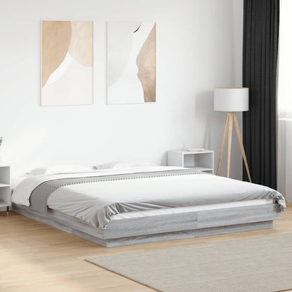 Giroletto Luci LED Grigio Sonoma 150x200 cm Legno Multistrato