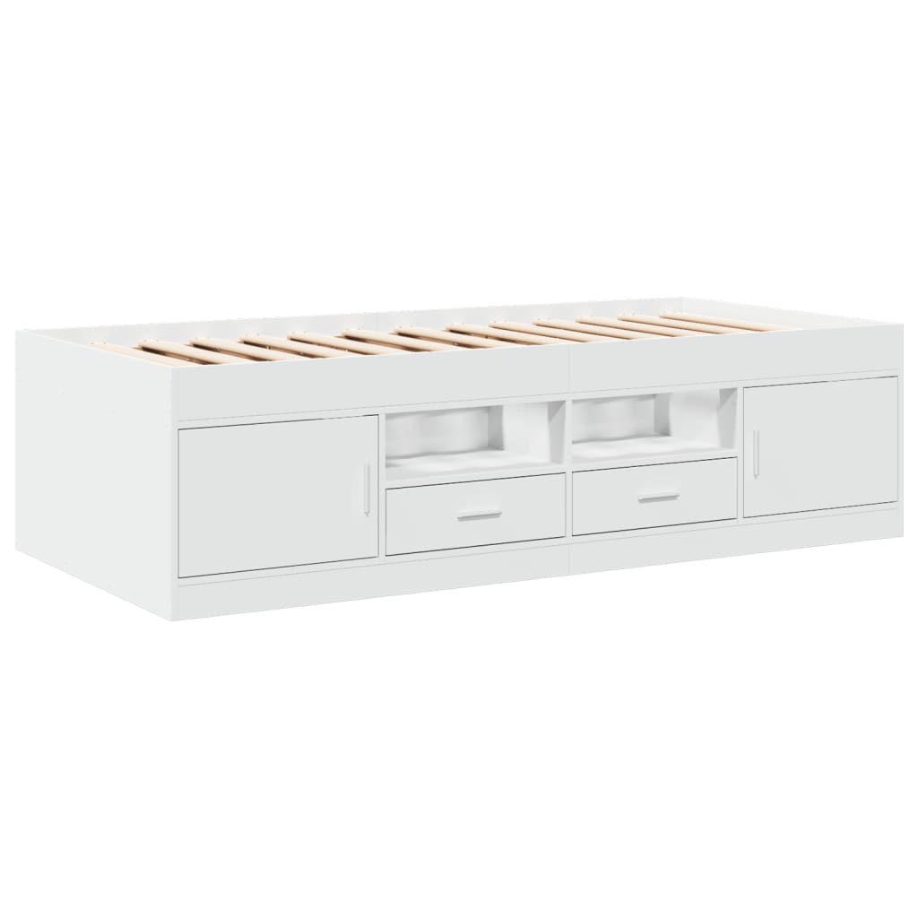 Divano Letto con Cassetti senza Materasso Bianco 90x190 cm