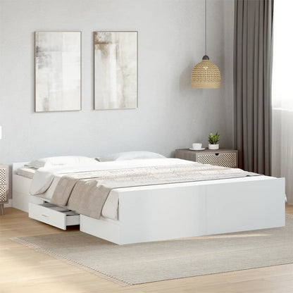 Giroletto con Cassetti Bianco 150x200 cm in Legno Multistrato