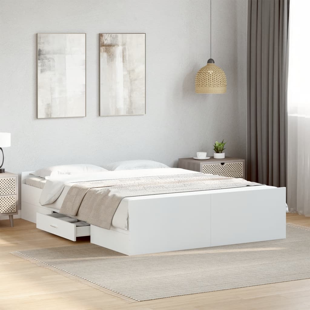 Giroletto con Cassetti Bianco 120x200 cm in Legno Multistrato