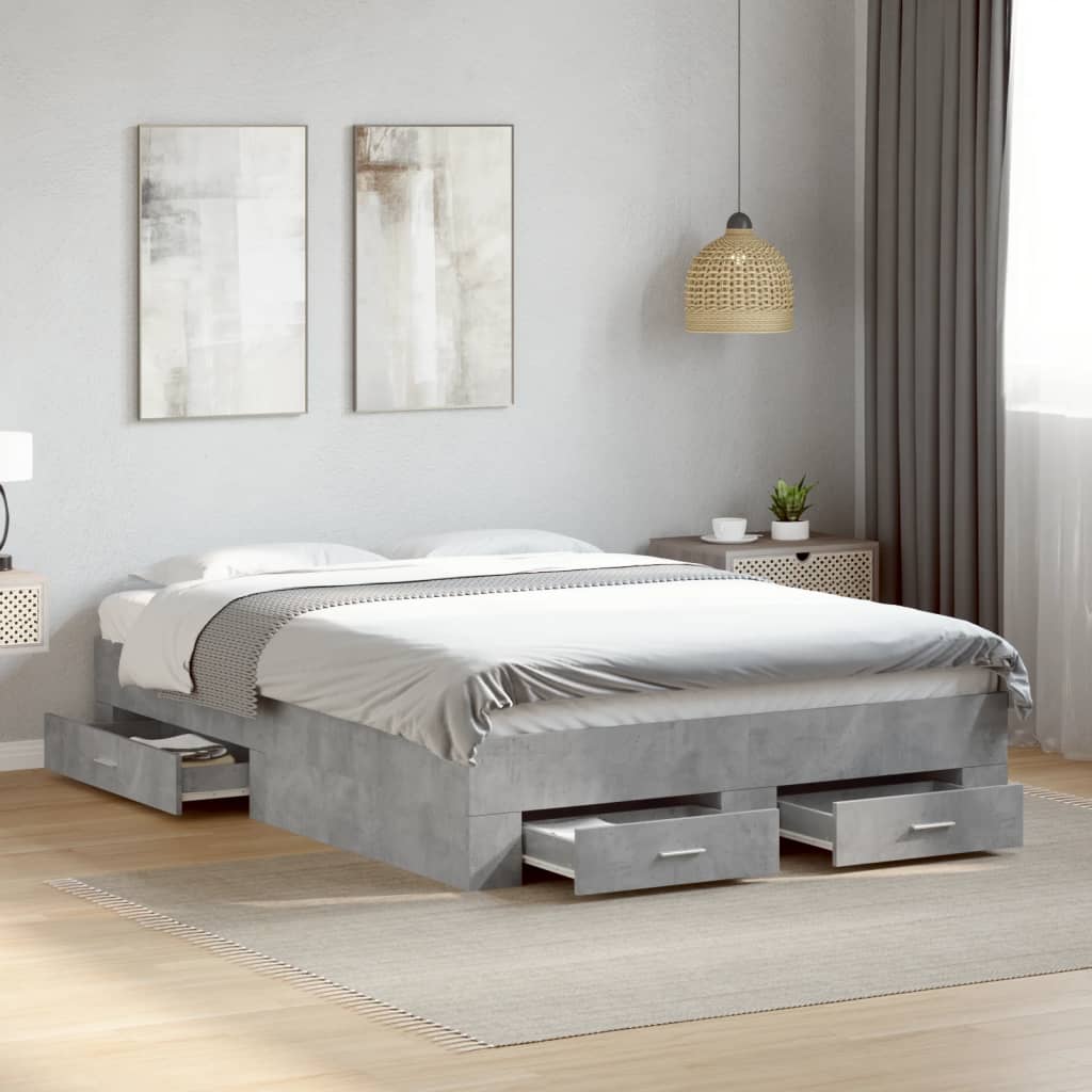 Giroletto Cassetti Grigio Cemento 140x190 cm Legno Multistrato