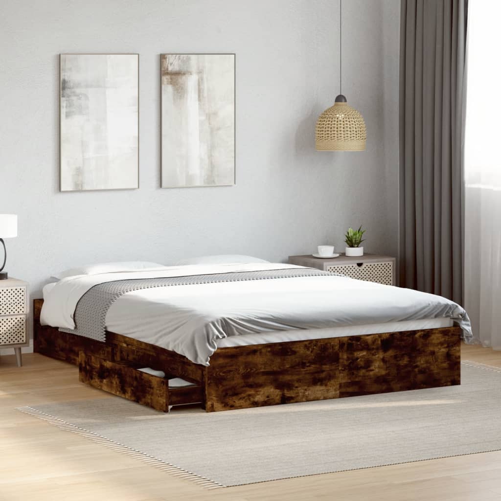 Giroletto con Cassetti Rovere Fumo 120x200 cm Legno Multistrato