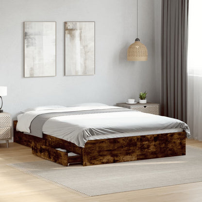Giroletto con Cassetti Rovere Fumo 140x190 cm Legno Multistrato