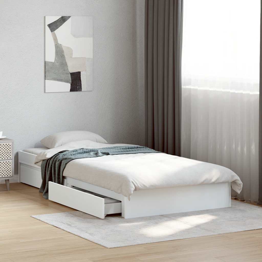 Giroletto con Cassetti Bianco 75x190 cm in Legno Multistrato