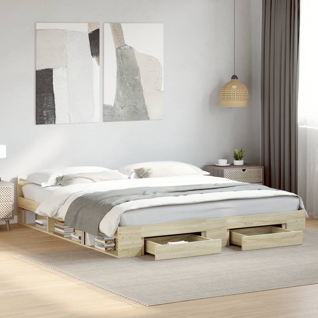 Giroletto Cassetti Rovere Sonoma 180x200 cm Legno Multistrato