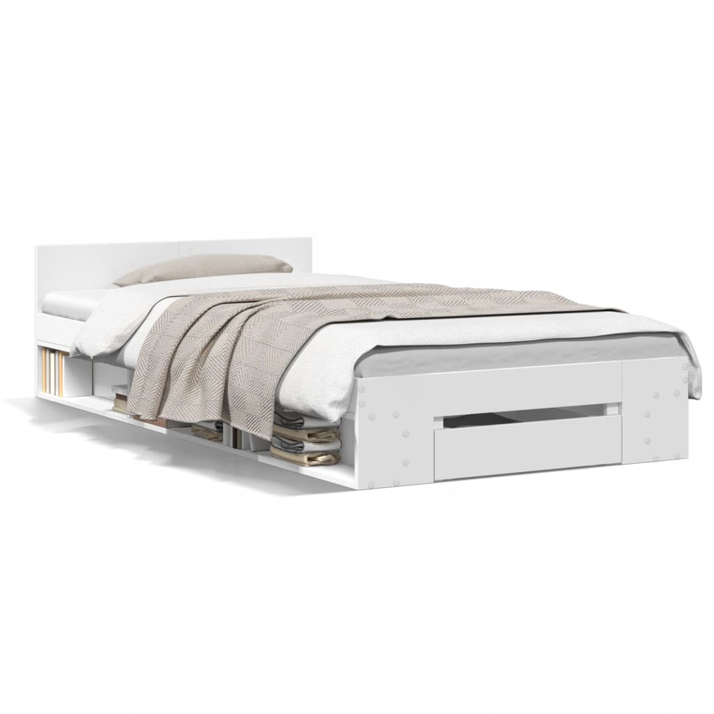 Giroletto con Cassetto Bianco 90x190 cm in Legno Multistrato