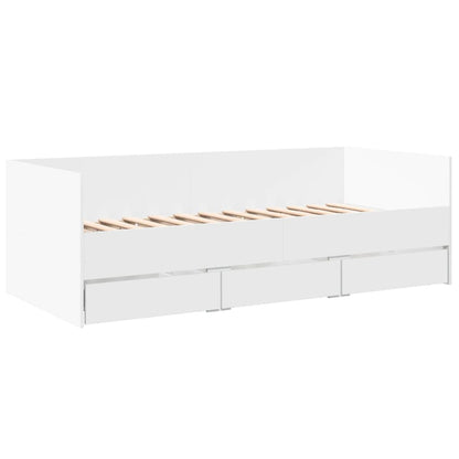 Divano Letto con Cassetti senza Materasso Bianco 100x200 cm