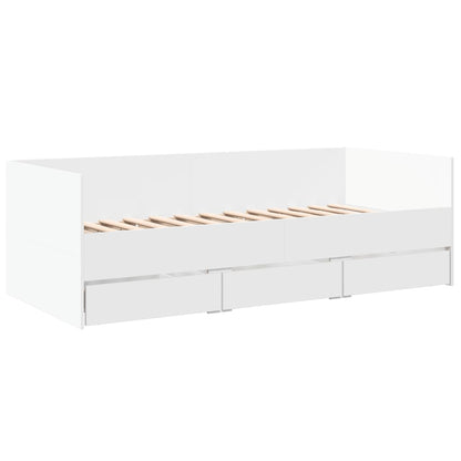 Divano Letto con Cassetti senza Materasso Bianco 90x200 cm