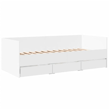 Divano Letto con Cassetti senza Materasso Bianco 90x190 cm