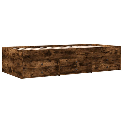 Divano Letto con Cassetti senza Materasso Rovere Fumo 100x200cm