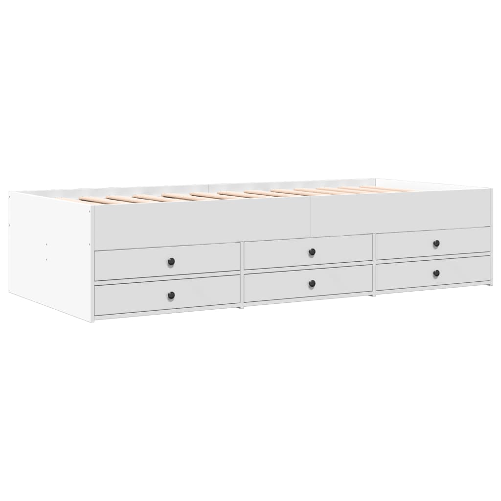 Divano Letto con Cassetti senza Materasso Bianco 90x200 cm
