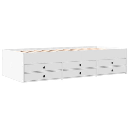 Divano Letto con Cassetti senza Materasso Bianco 90x190 cm