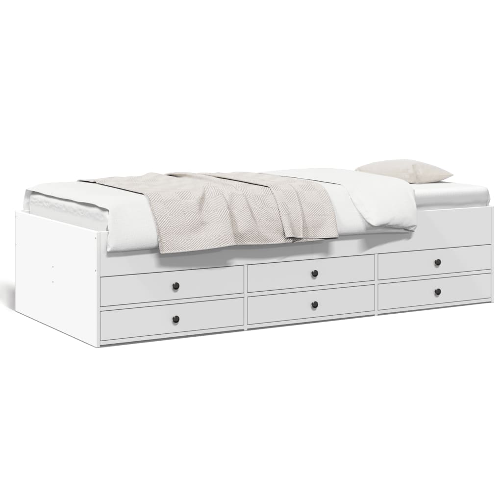 Divano Letto con Cassetti senza Materasso Bianco 75x190 cm
