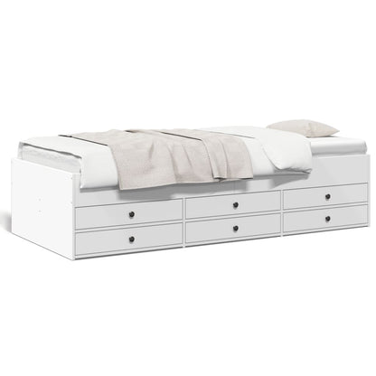 Divano Letto con Cassetti senza Materasso Bianco 75x190 cm