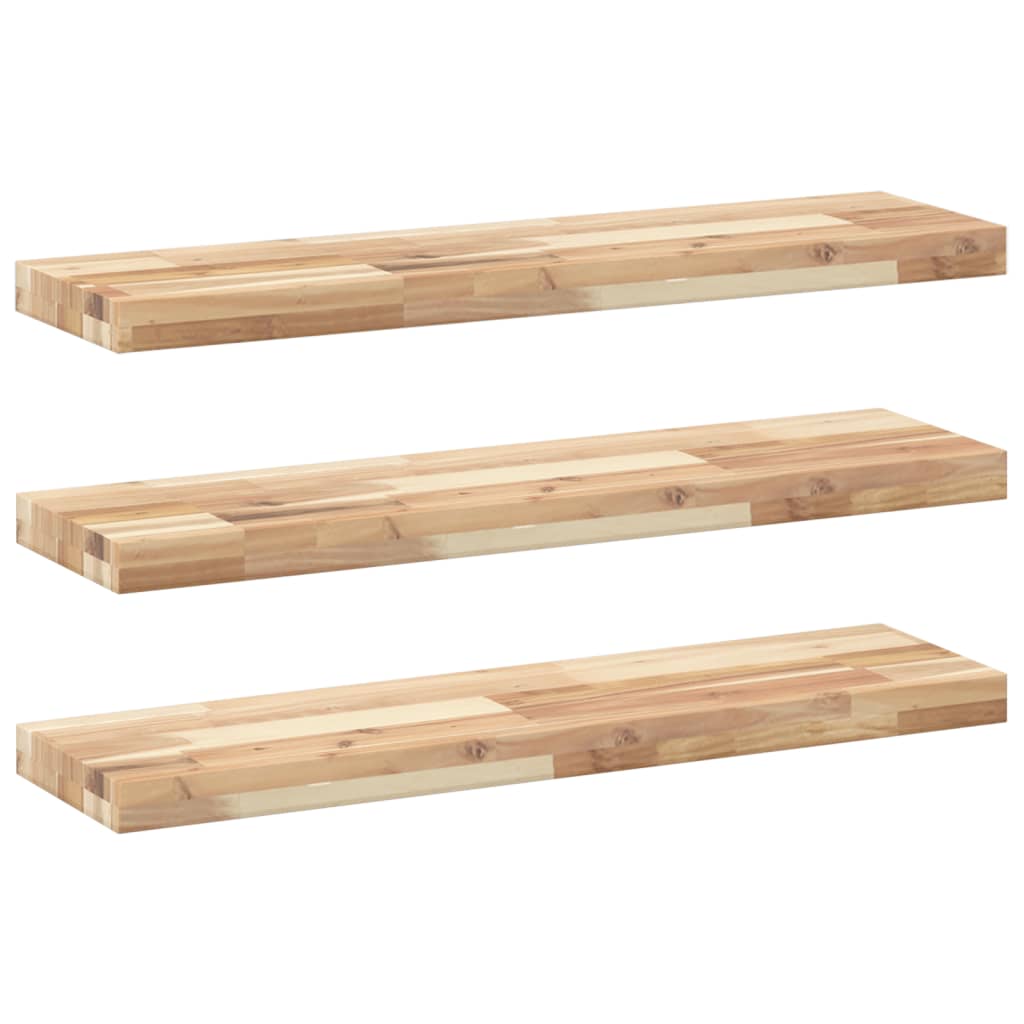 Mensole da Parete 3 pz 80x20x4 cm Legno Acacia Non Trattato