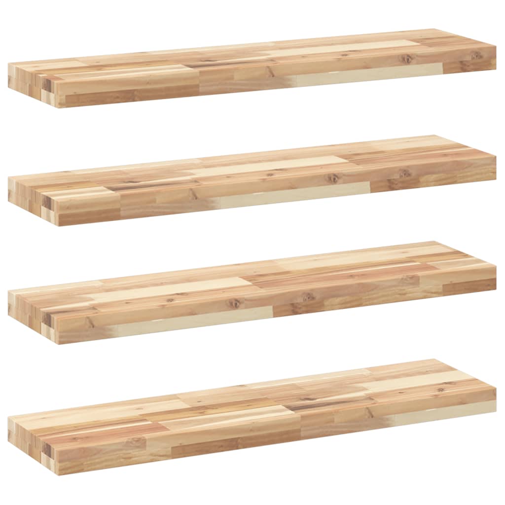 Mensole da Parete 4 pz 80x20x4 cm Legno Acacia Non Trattato