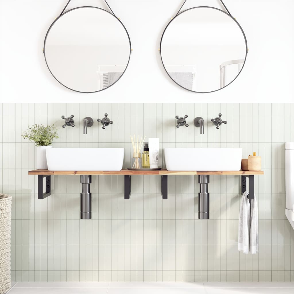 Piano da Bagno Non Trattato 120x40x2cm Legno Massello di Acacia