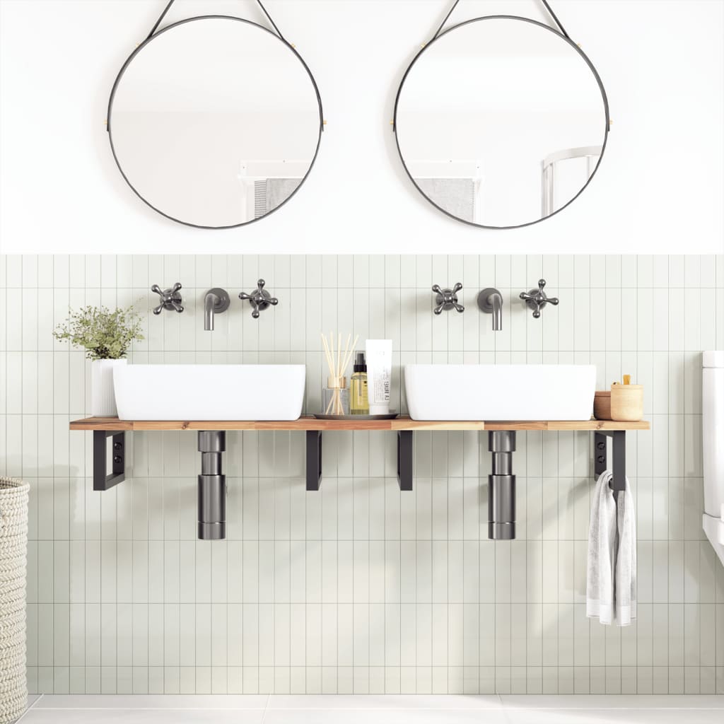 Piano da Bagno Non Trattato 160x40x2cm Legno Massello di Acacia
