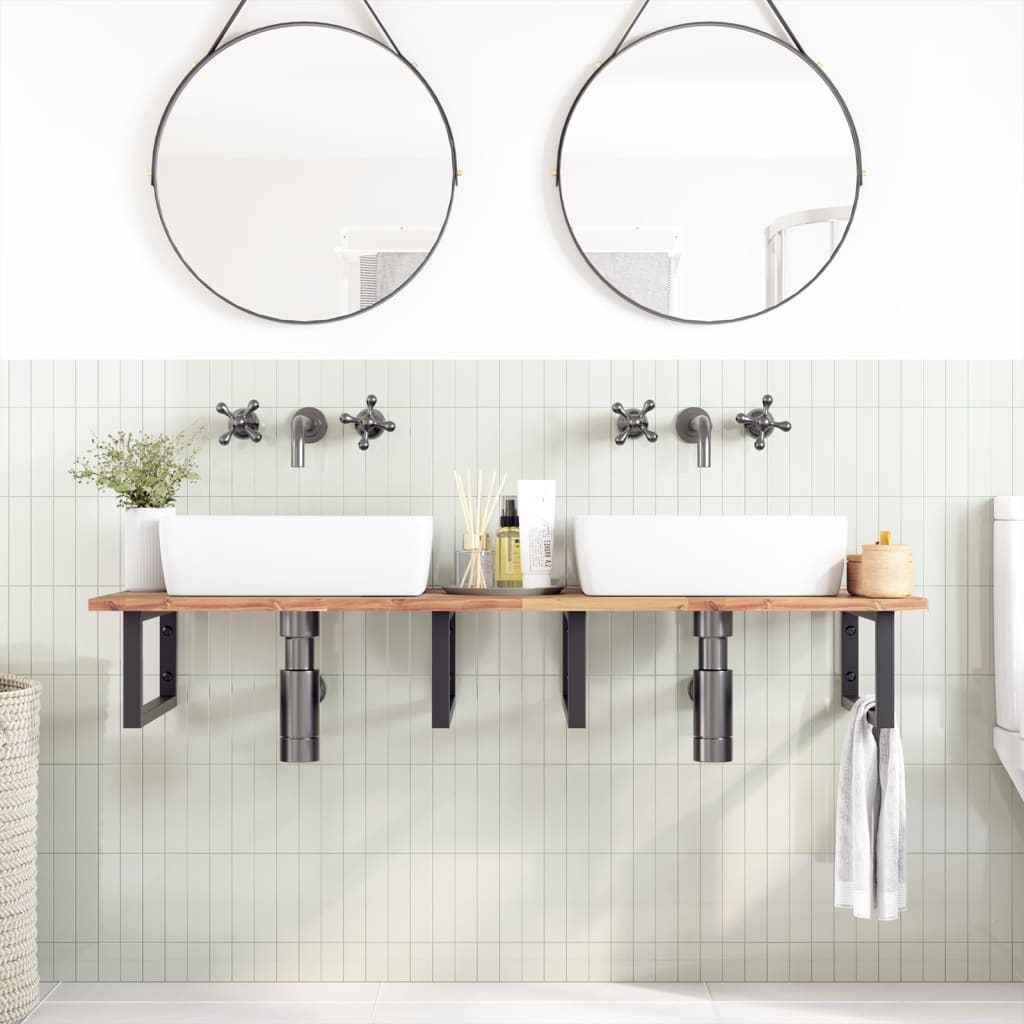 Piano da Bagno Non Trattato 120x50x2cm Legno Massello di Acacia