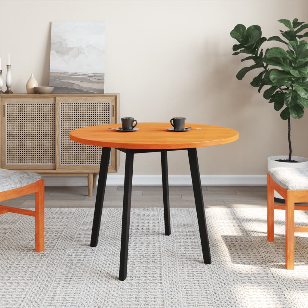 Piano Tavolo Rotondo Marrone Cera Ã˜90x2,5cm Legno Massello Pino