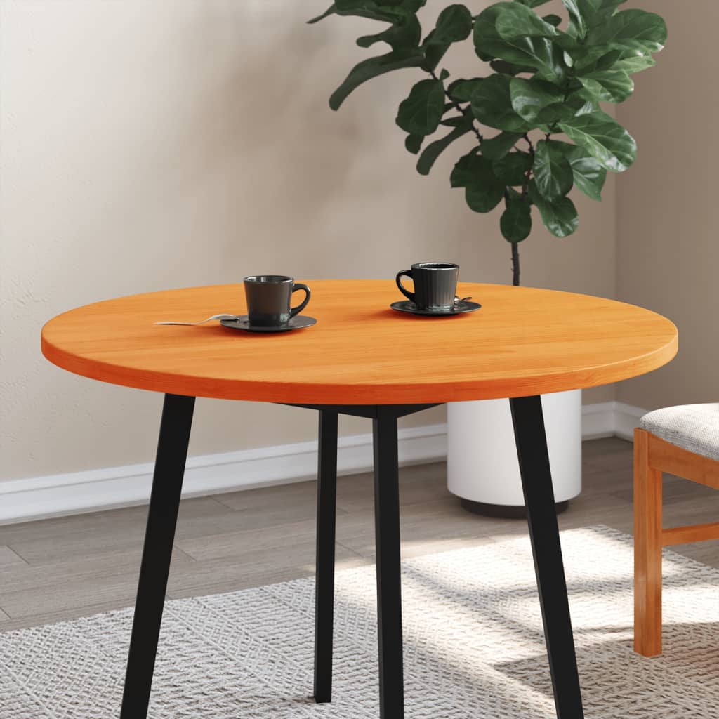Piano Tavolo Rotondo Marrone Cera Ã˜90x2,5cm Legno Massello Pino