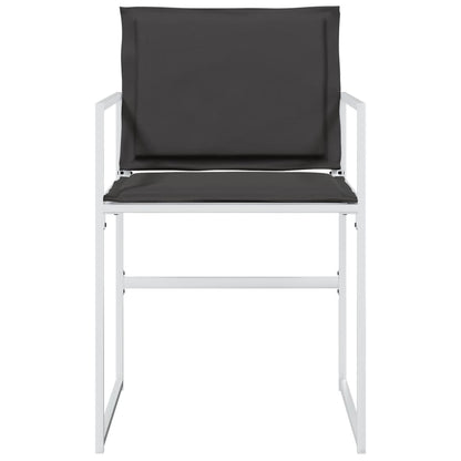 Sedie da Giardino con Cuscini 4 pz Bianchi Acciaio e Textilene