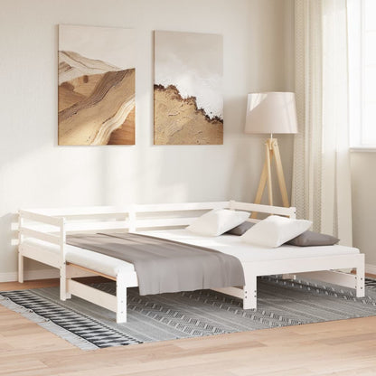 Divano Letto con Letto Estraibile Bianco 90x200cm Massello Pino
