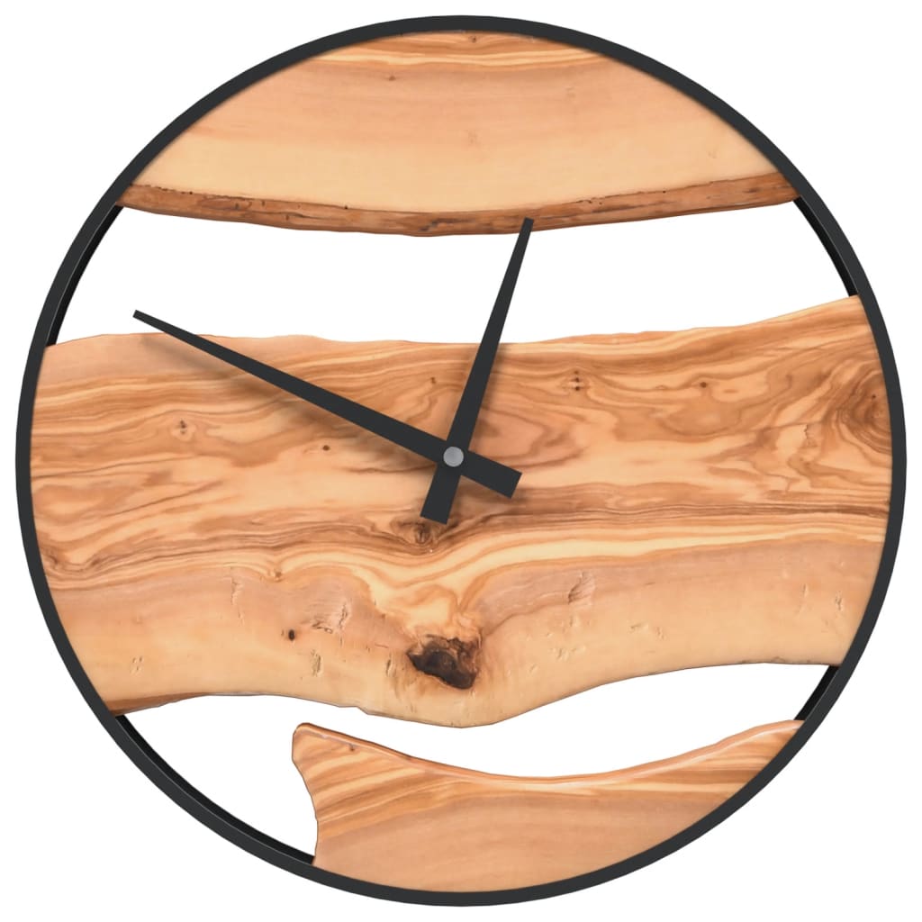 Orologio a Parete Marrone Ã˜35 cm in Ferro e Legno di Ulivo