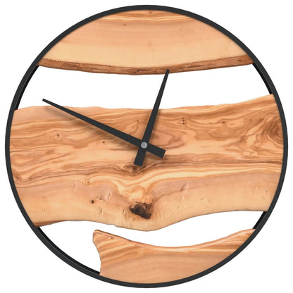 Orologio a Parete Marrone Ã˜35 cm in Ferro e Legno di Ulivo