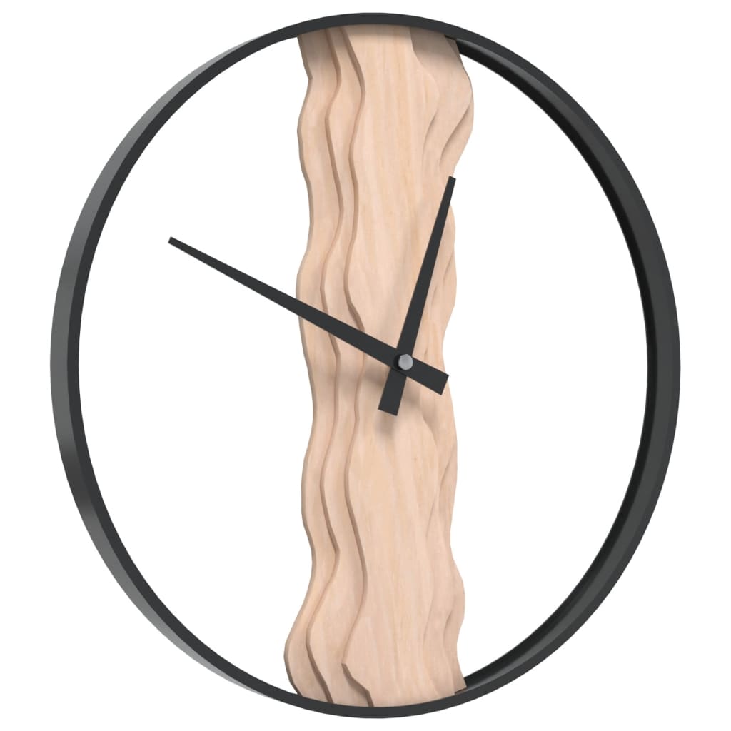 Orologio a Parete Marrone Ã˜35 cm in Ferro e Legno di Quercia