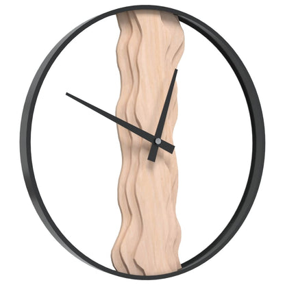 Orologio a Parete Marrone Ã˜35 cm in Ferro e Legno di Quercia