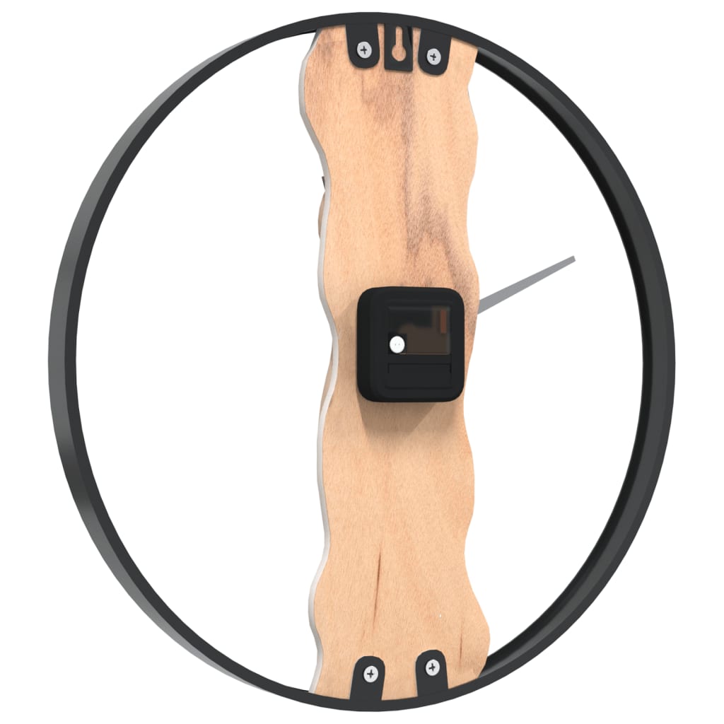 Orologio a Parete Marrone Ã˜35 cm in Ferro e Legno di Quercia
