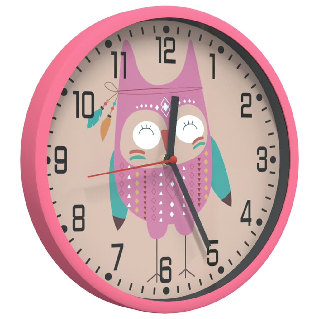 Orologio da Parete Rosa Ã˜25,5 cm Polistirene e Vetro