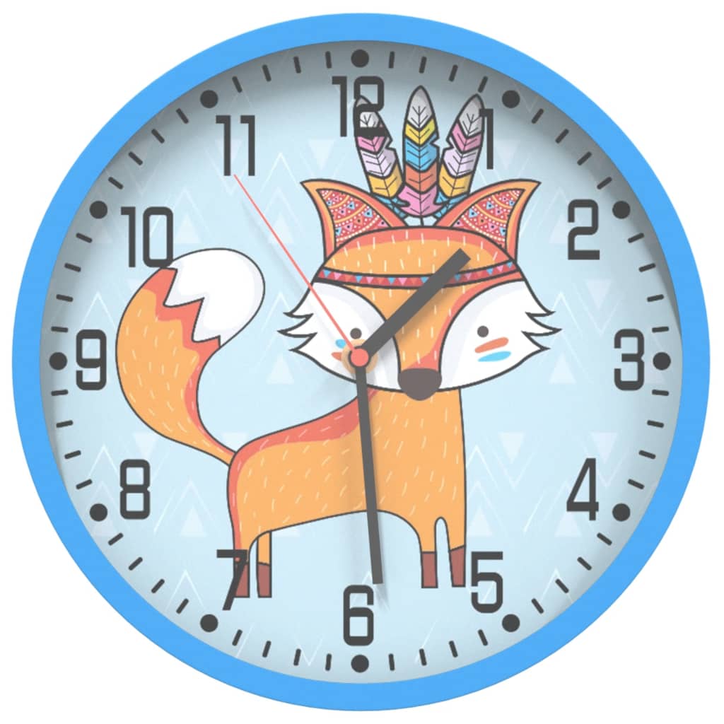 Orologio da Parete Blu Ã˜25,5 cm Polistirene e Vetro