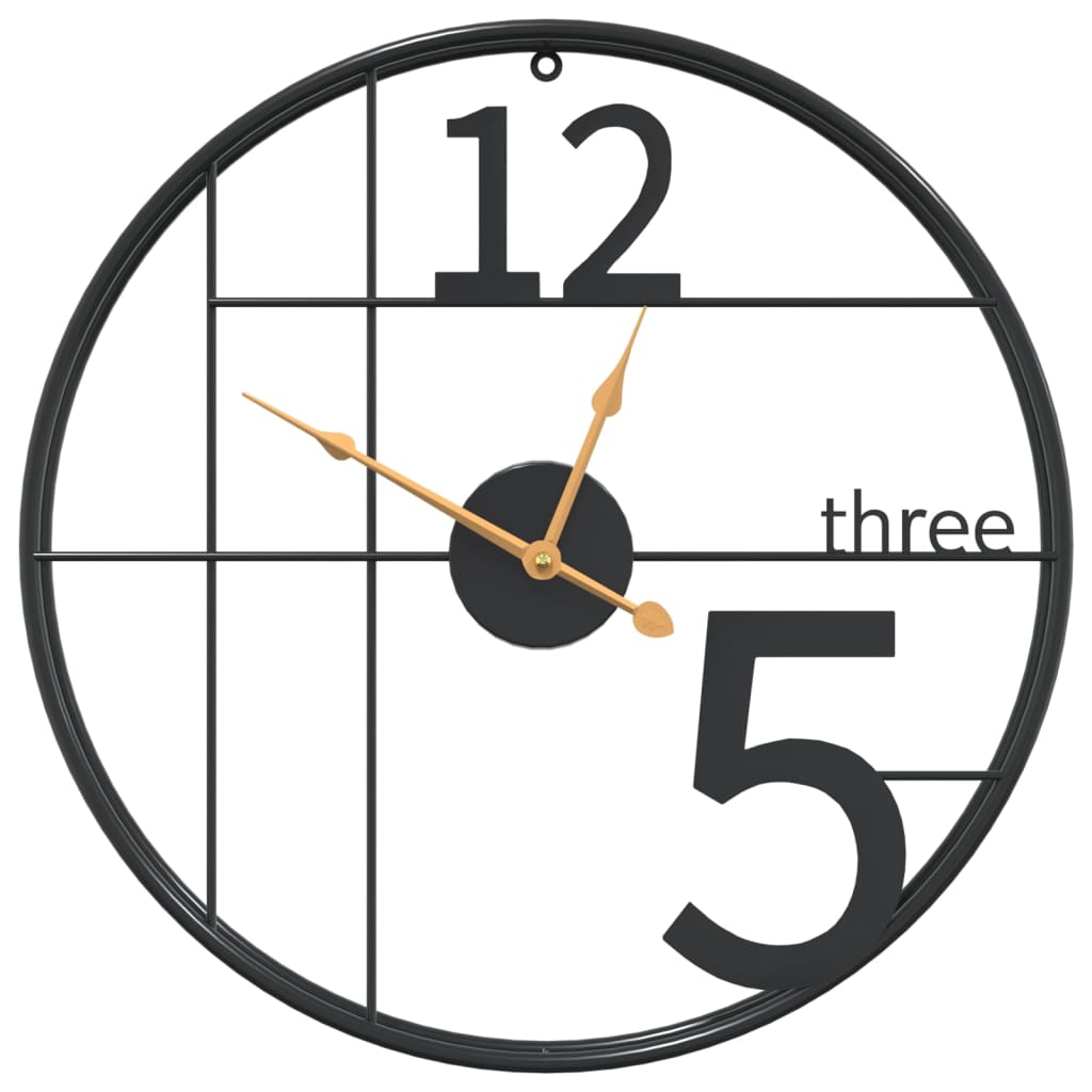 Orologio da Parete Nero Ã˜50 cm in Ferro