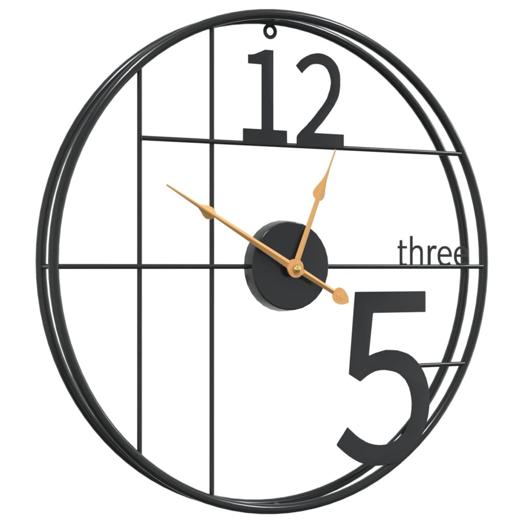 Orologio da Parete Nero Ã˜50 cm in Ferro