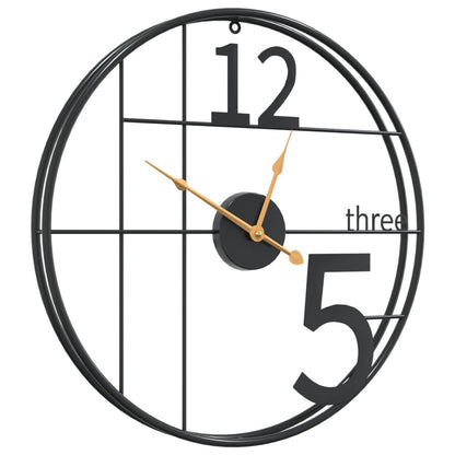 Orologio da Parete Nero Ã˜50 cm in Ferro