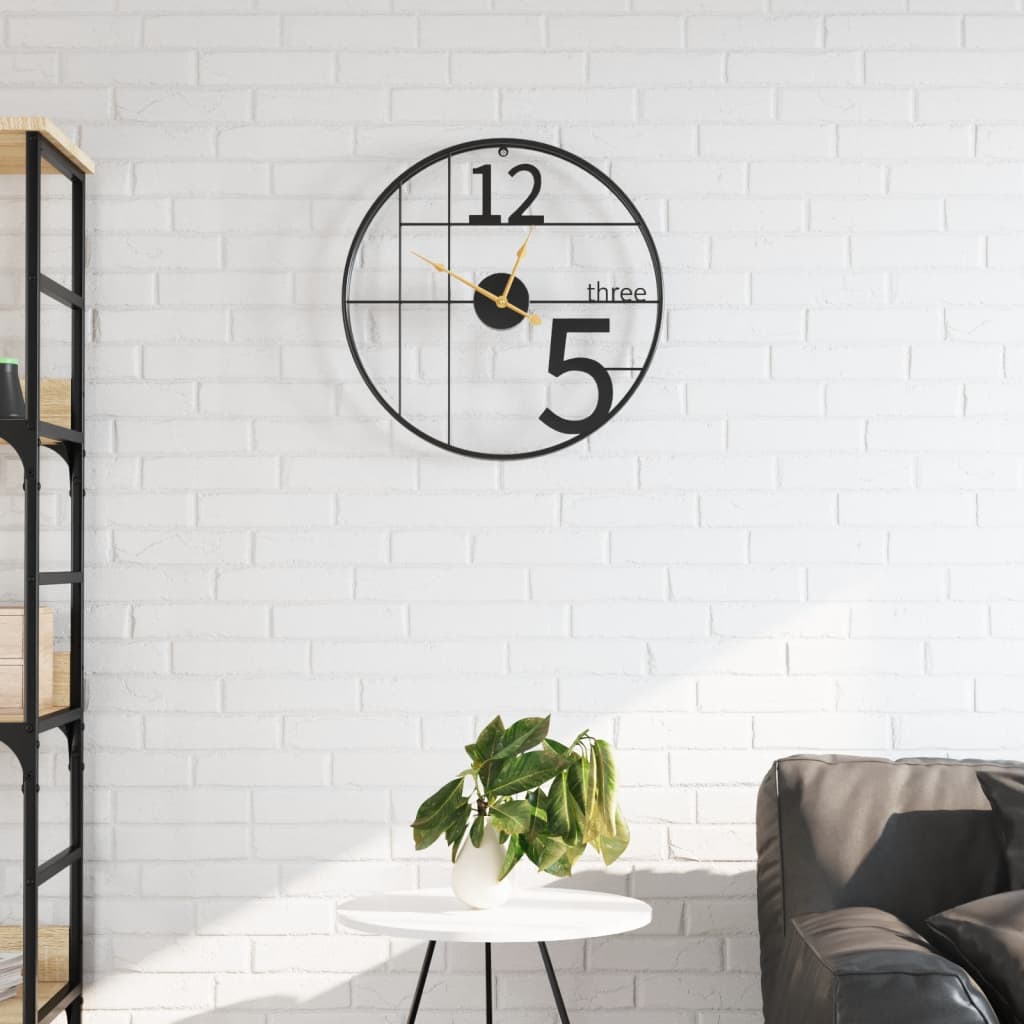 Orologio da Parete Nero Ã˜50 cm in Ferro