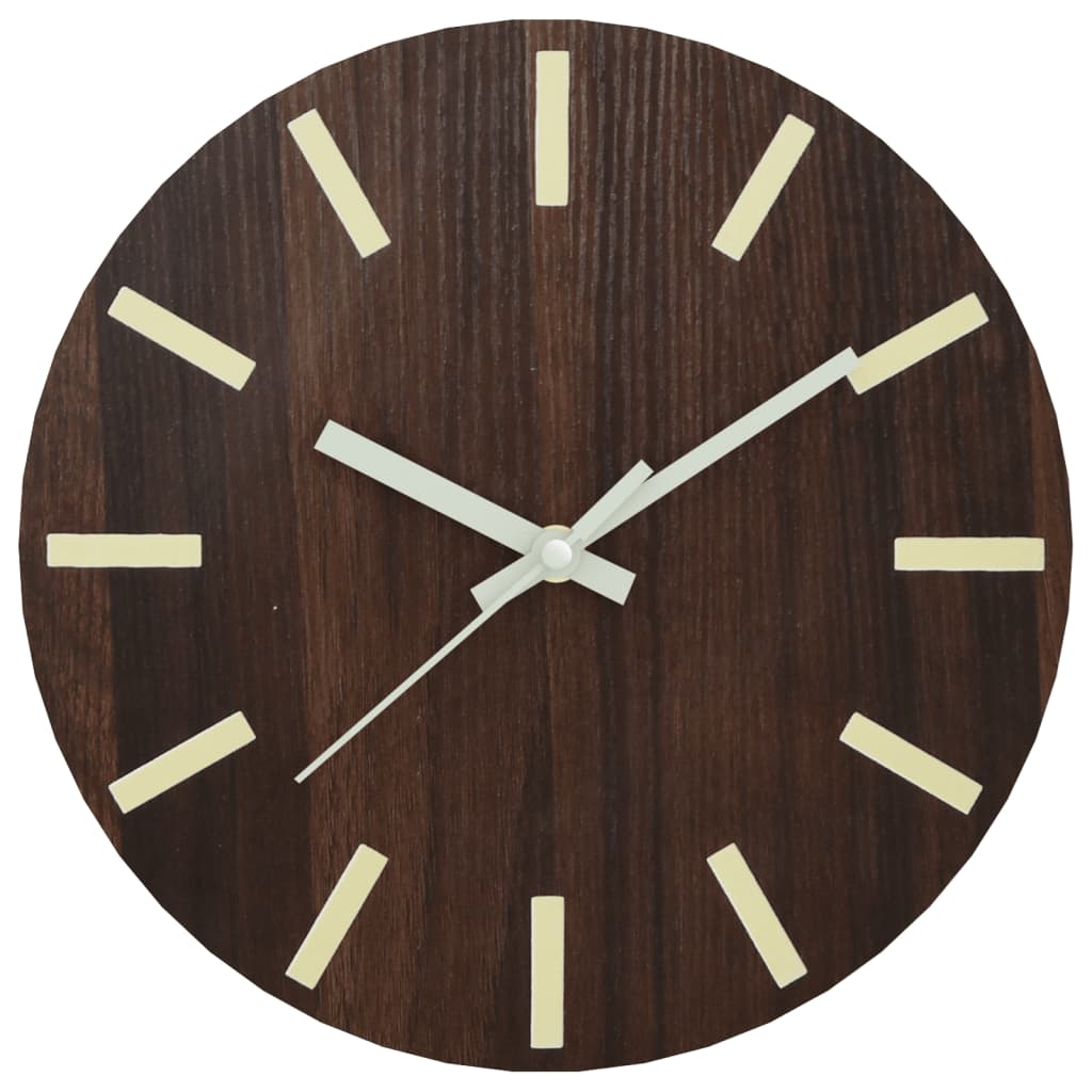 Orologio a Parete con Ore e Lancette Luminose Marrone Ã˜30 cm