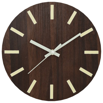 Orologio a Parete con Ore e Lancette Luminose Marrone Ã˜30 cm