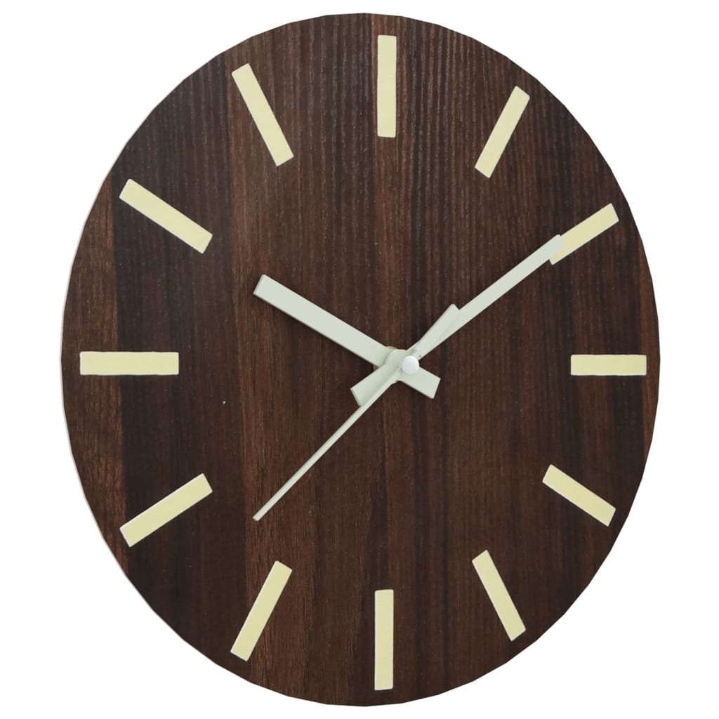 Orologio a Parete con Ore e Lancette Luminose Marrone Ã˜30 cm
