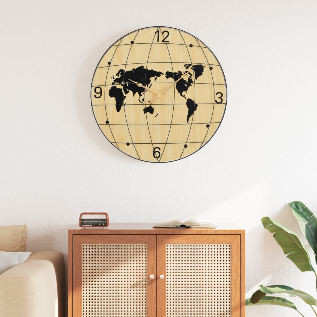 Orologio a Parete Giallo e Nero Ã˜50 cm in Legno Multistrato
