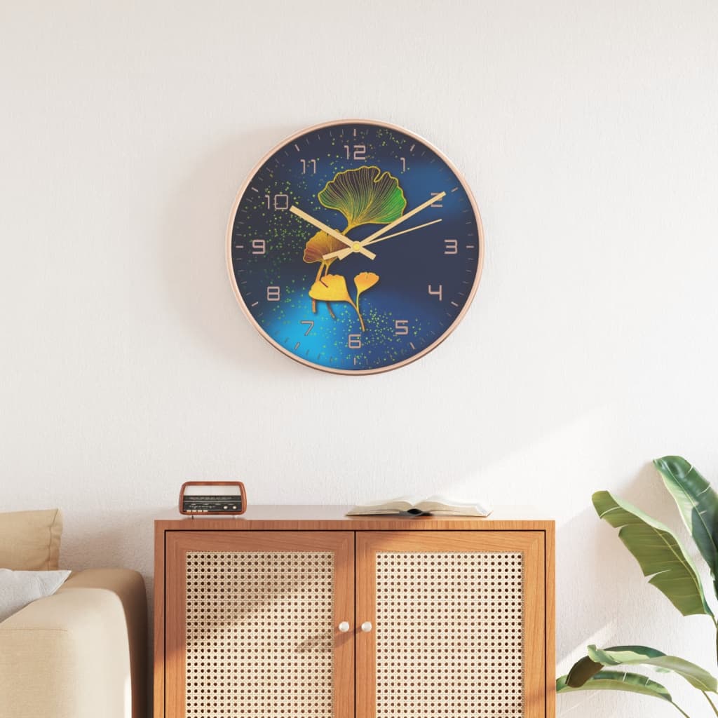 Orologio da Parete Oro e Blu Ã˜29,5 cm Polistirene e Vetro