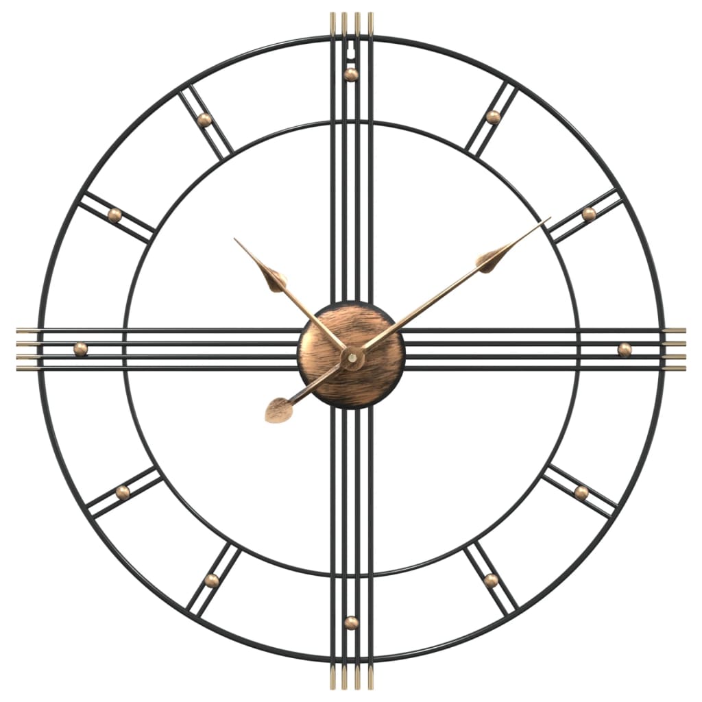 Orologio da Parete Nero Ã˜60 cm in Ferro