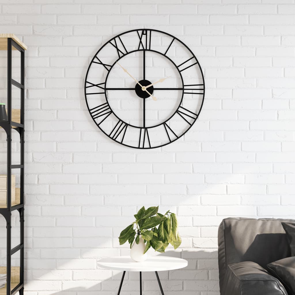 Orologio da Parete Nero Ã˜50 cm in Ferro