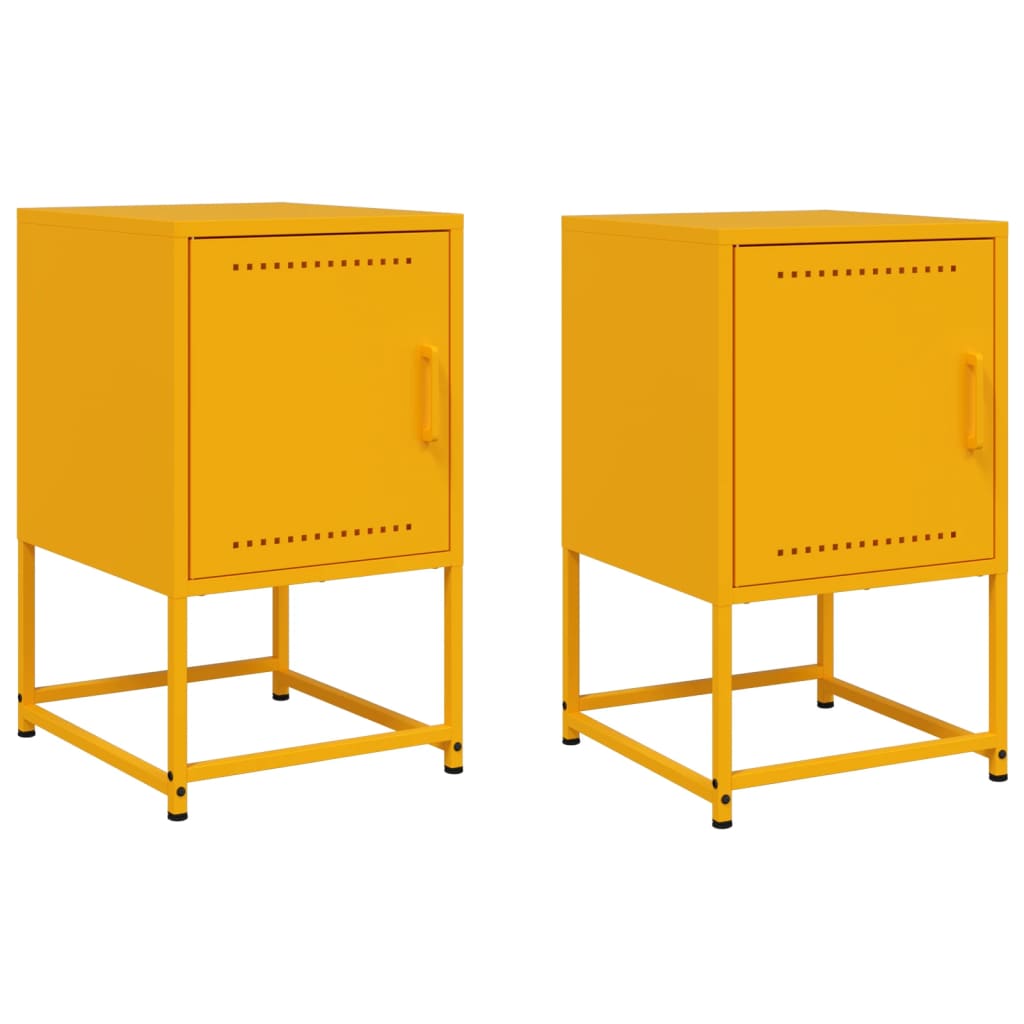 Comodini 2 pz Giallo Senape 36x39x60,5 cm in Acciaio