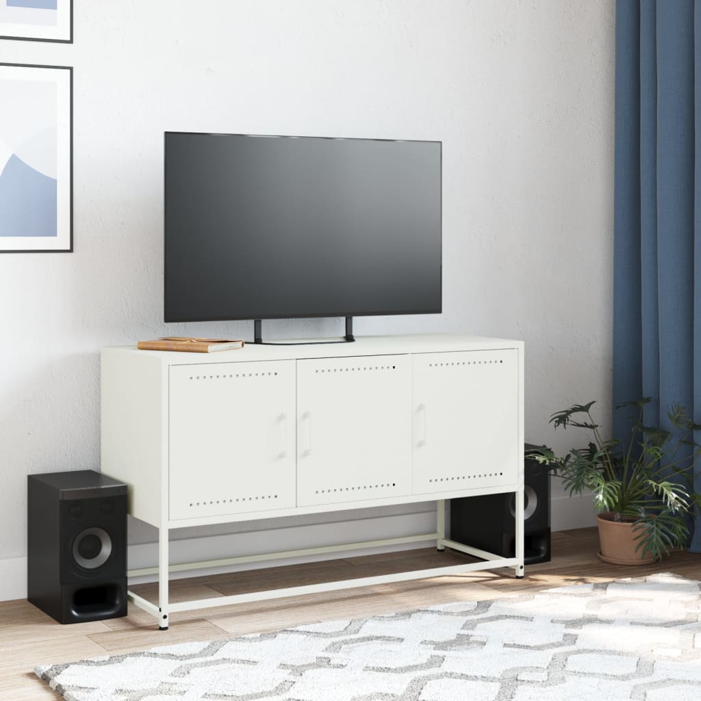 Mobile TV Bianco 100,5x39x60,5 cm in Acciaio