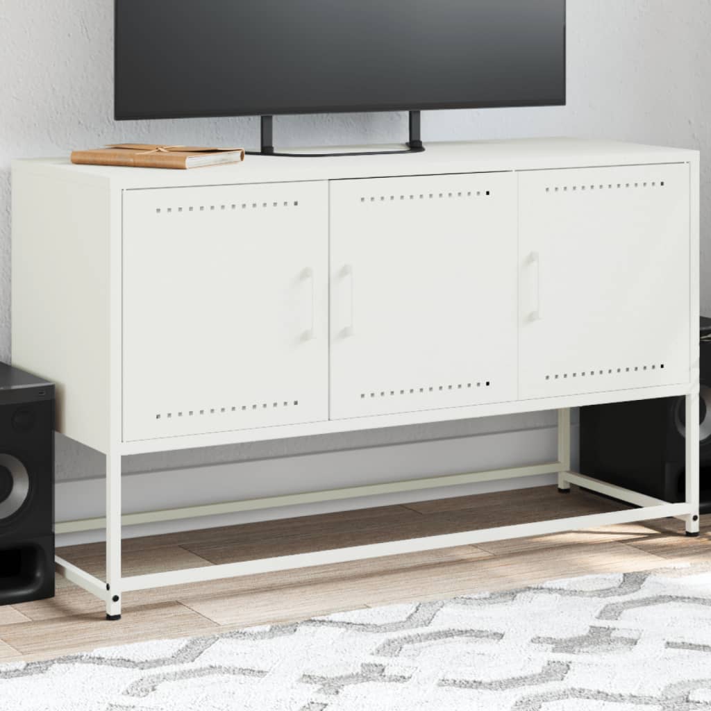 Mobile TV Bianco 100,5x39x60,5 cm in Acciaio