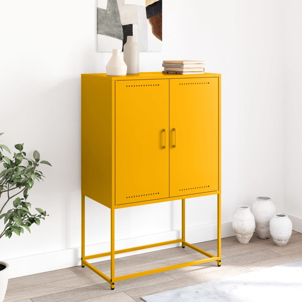 Credenza Giallo Senape 68,5x38,5x107 cm in Acciaio